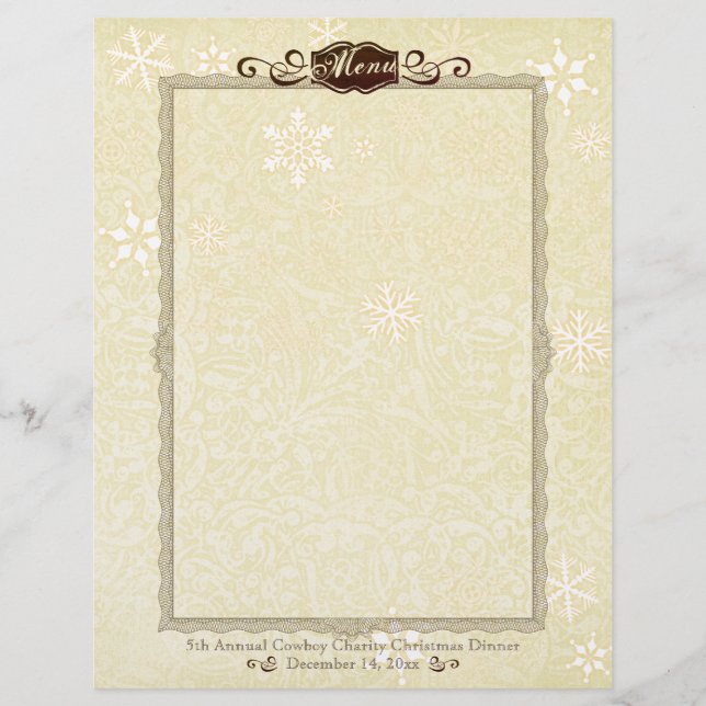 Damask snowflake menu de Natal (Frente)