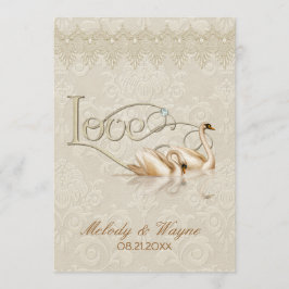 Damask Swan Elegance Ivory - Convite para Casament