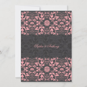 Damask Swirls Lace Licorice Convite 2