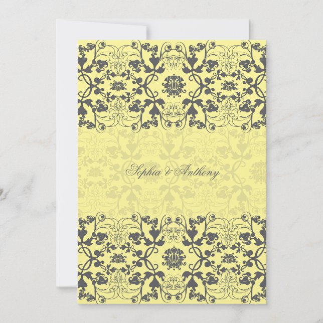 Damask Swirls Lace Manteiga Convite (Frente)