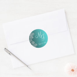 Damask Turquoise Casamento com Autocolantes