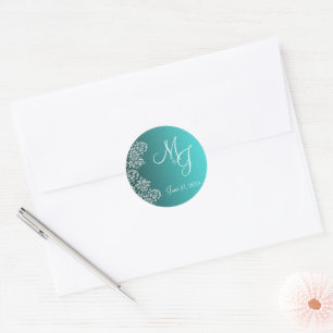 Damask Turquoise Casamento com Autocolantes