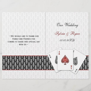 damask Vegas Red Dornated Wedding programa