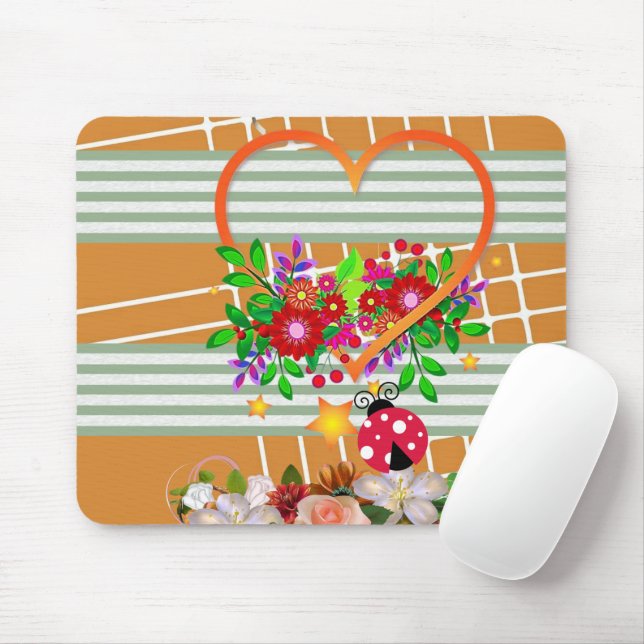 Damybug Hearts Floral Mouse Pad! Mousepad (Com mouse)