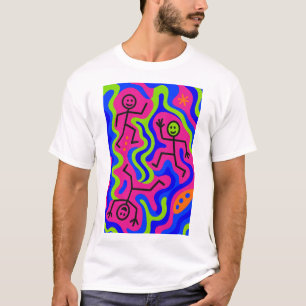 Dança Cósmica - Neon Stickmen T-Shirt