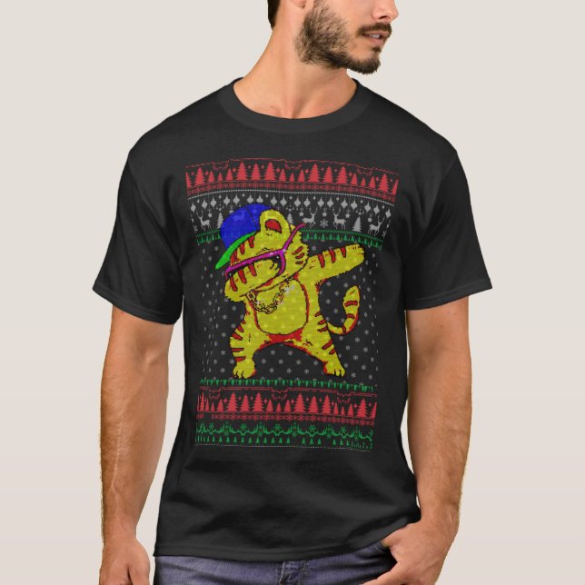 Dança Dabbing gato suéter feio de Natal (Frente)