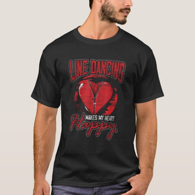 Dança De Linha Torna Meu Coração Feliz Camisa (Frente)