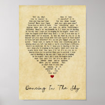 Dança No Sky Vintage Heart Song Lyric Impressão