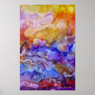 Dançando Mundo Dreamscape Abstrato Art Poster