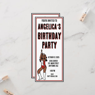 Dançarina Convite de festas Branco Vermelho nº 1