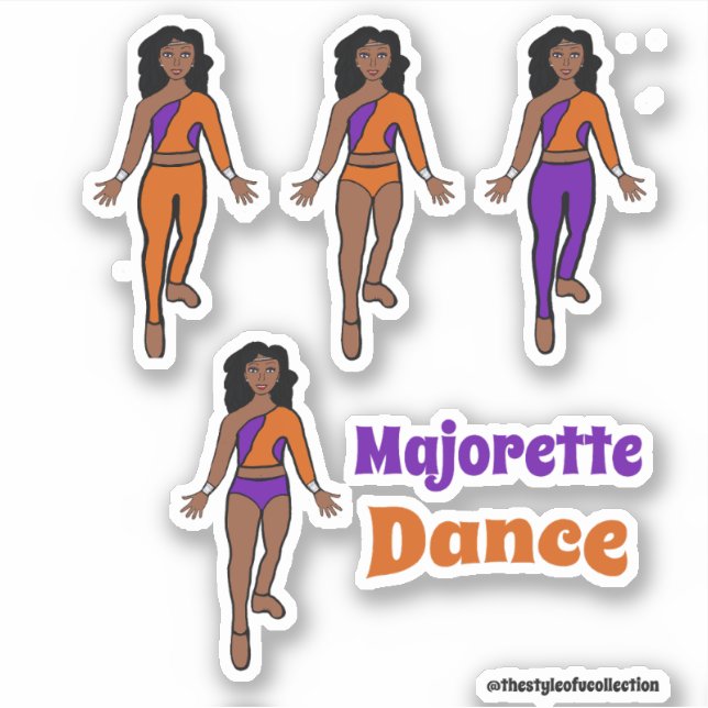 Dançarina de Mudança Rápida Adesivos Roxo Laranja (Frente)