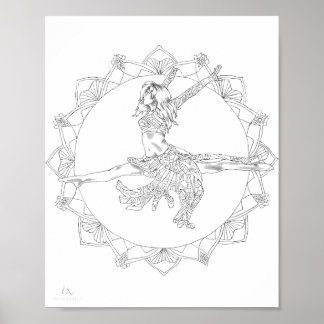 Dançarina de Poster Mandala Jazz para Coloração de