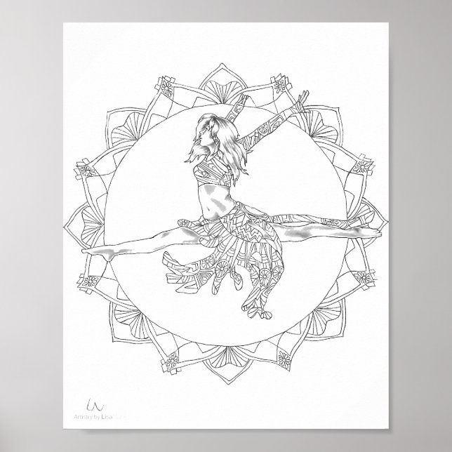 Dançarina de Poster Mandala Jazz para Coloração de (Frente)