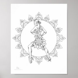 Dançarina de Poster Salsa Mandala para Coloração d