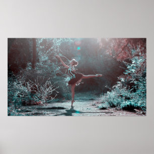 Dançarino de balé Mystical no poster das madeira