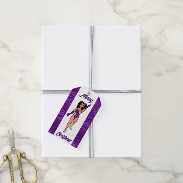 Dançarino Personalizado Etiqueta de Presente Roxo  (Com cordão)