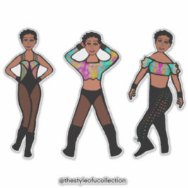 Dançarino Triplo Estilado Pastel e Adesivo Preto n