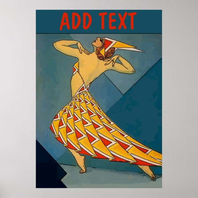 Dançarino Vintage, adicionar, editar texto Poster (Frente)