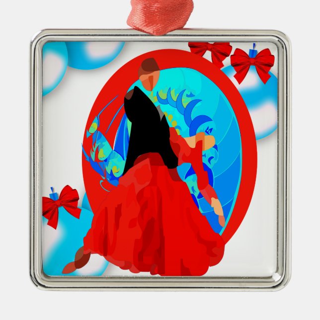 Dançarinos De Salão Com Ornamento E Arcos De Natal (Frente)