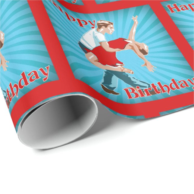 Dance Casal Happy Birthday - Papel de embrulho par (Ponta do rolo)