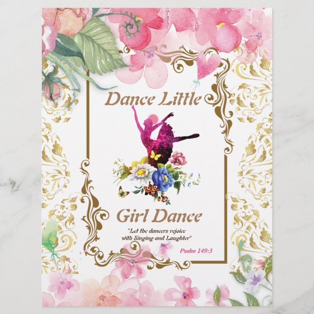 Dance Little Girl Poem Watercolor Paper (Frente)
