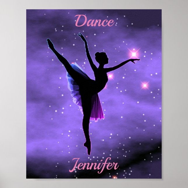 Dance Pink & Purple Galaxy Poster com Nome (Frente)