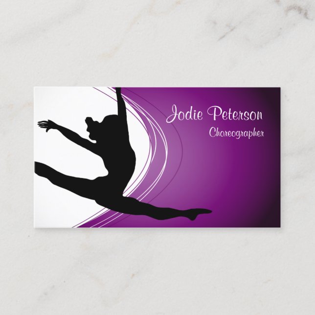Dancer Jette Leap Silhouette Purple Cartão de visi (Frente)