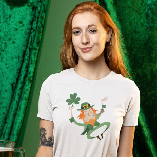 Dancing Leprechaun Ruas. Camisas do dia de Patri