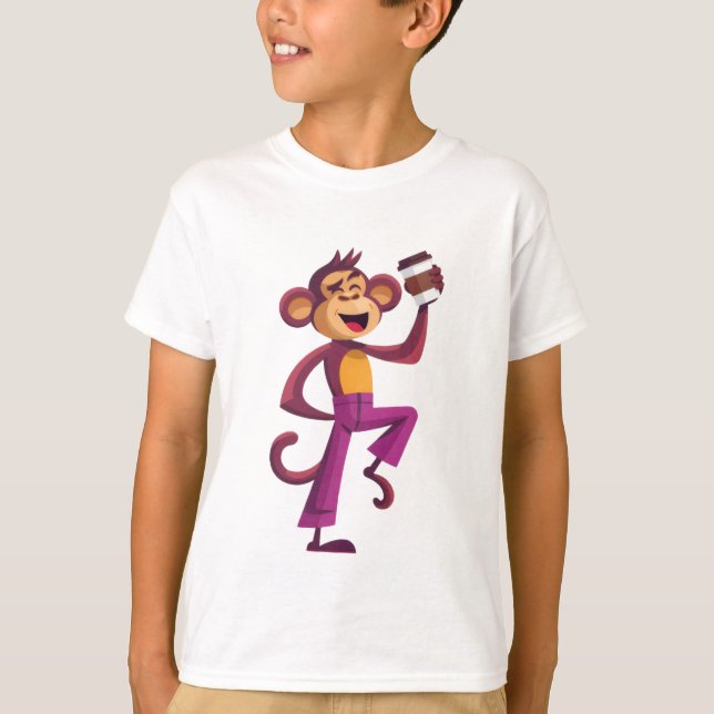 “Dancing Monkey with Coffee” T-shirt (Frente)