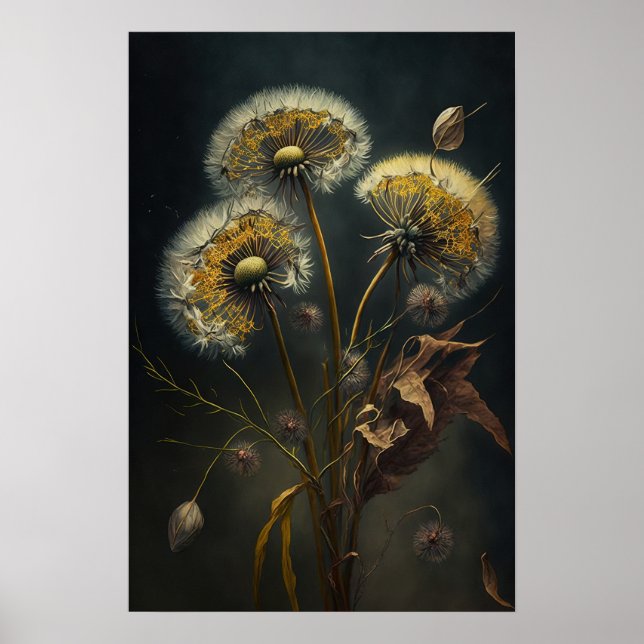 Dandelion Flowers Art Impressão Poster (Frente)