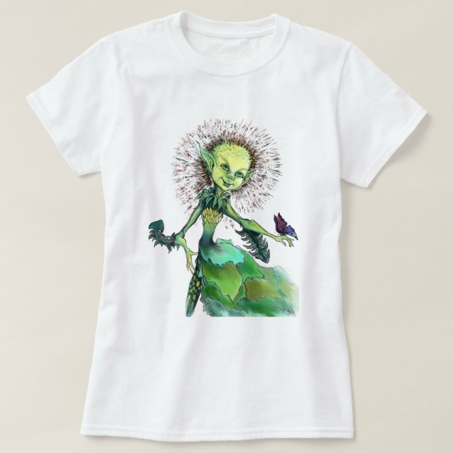 Dandelion Girl and Butterfly T-Shirt (Frente do Design)