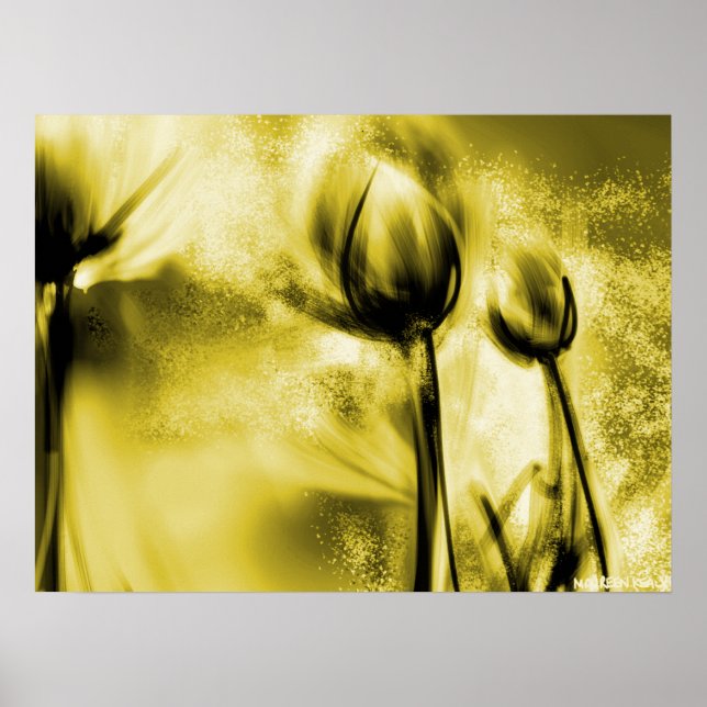 Dandélions iluminados por trás em Poster Antiquado (Frente)