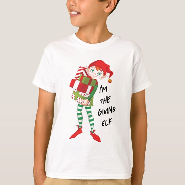 Dando camiseta de Elf Basic Kid Unisex Holiday Elf (Frente)