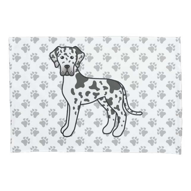 Dane Harlequim Cachorro Cartoon Fofo & Patas (Frente)
