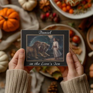 Daniel na cova dos leões cartão postal preto