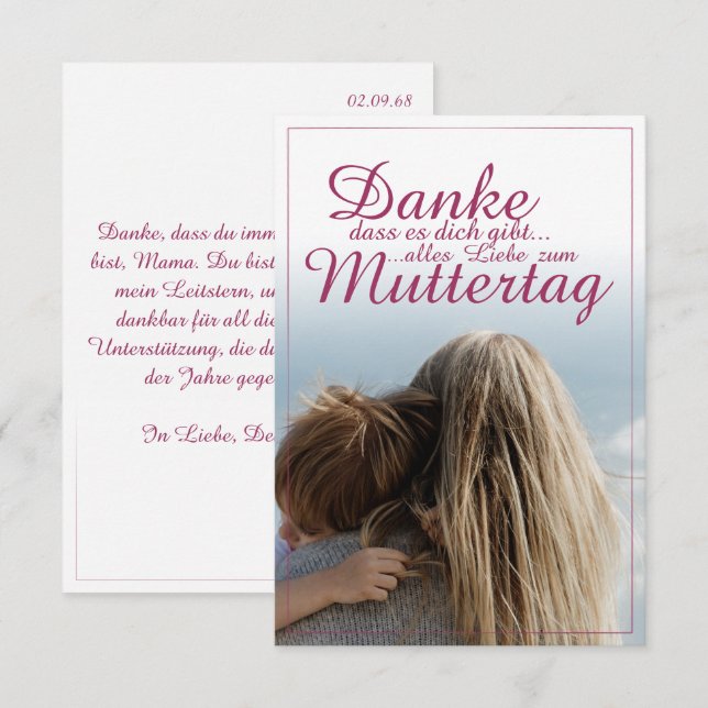 Danke, dass es dich gibt, Muttertag, Mutter & Kind (Frente/Verso)