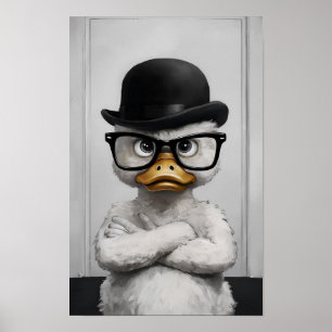 Dapper Duck com óculos e Impressão de arte do chap