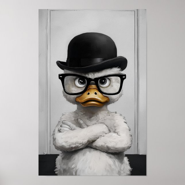 Dapper Duck com óculos e Impressão de arte do chap (Frente)