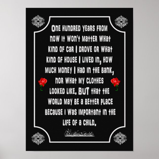 Daqui A Cem Anos Poema - impressão de Arte (Frente)