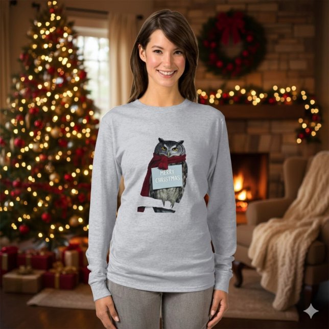 Dark Academia Christmas Owl Merry T-Shirt (Criador carregado)