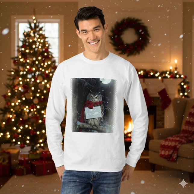 Dark Academia Christmas Owl Merry T-Shirt (Criador carregado)