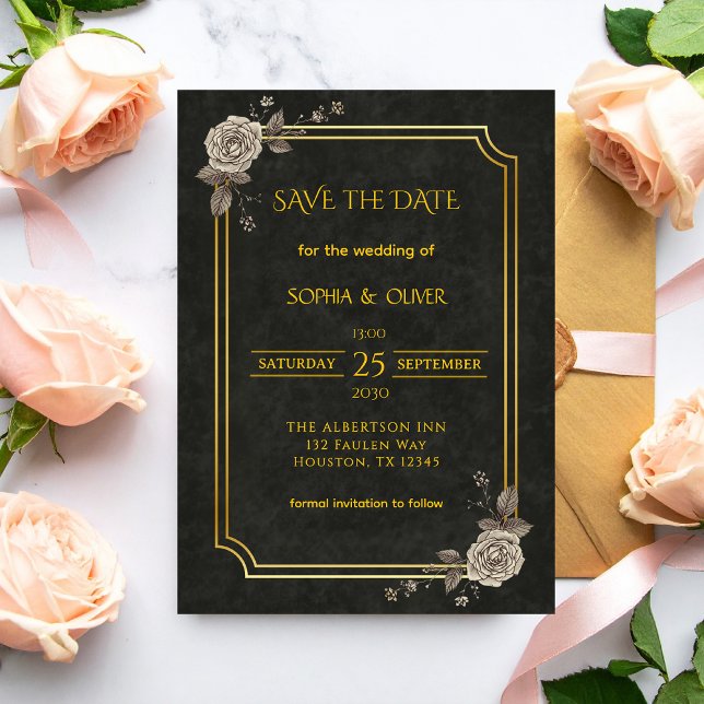 Dark Academia Gothic Elegant Wedding Save the Date (Criador carregado)