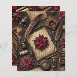 Dark Academia Poinsettia Desk Scrapbook Paper