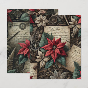 Dark Academia Poinsettia Stationery Scrapbook