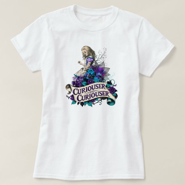 Dark Alice Curiouser and Curiouser T-Shirt (Frente do Design)