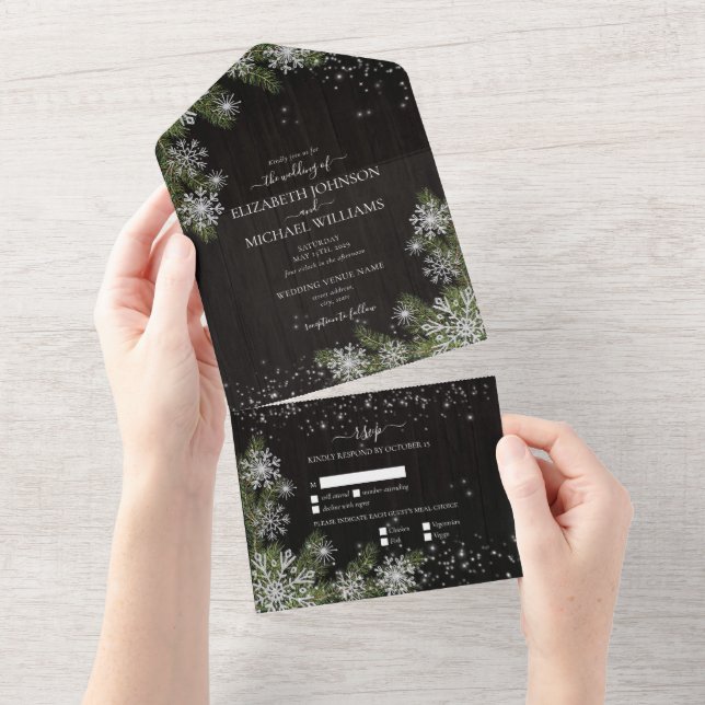 Dark Black Moody Rustic Silver Winter Greenery (Tearaway)