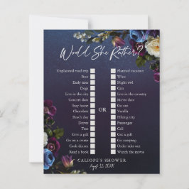 Dark Blue & Purple Floral Moody Bridal Shower Game