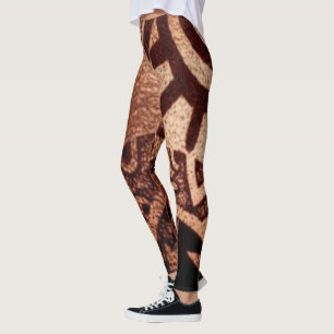 "Dark Brown Aztec Symbol Statement" Yoga Leggings