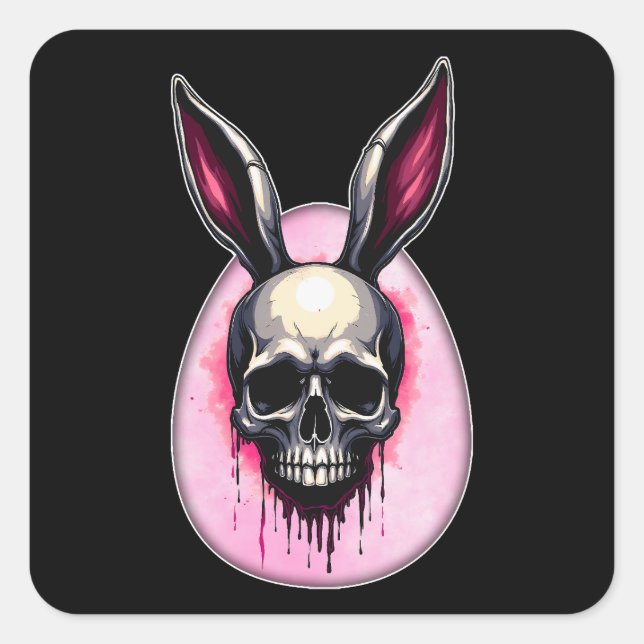 Dark Bunny Skull – Gothic Style - Autocolante (Frente)