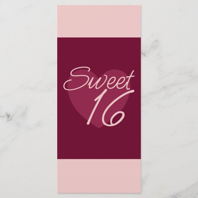 Dark Burgundy Light Pink - Heart Flat Menu (Verso)